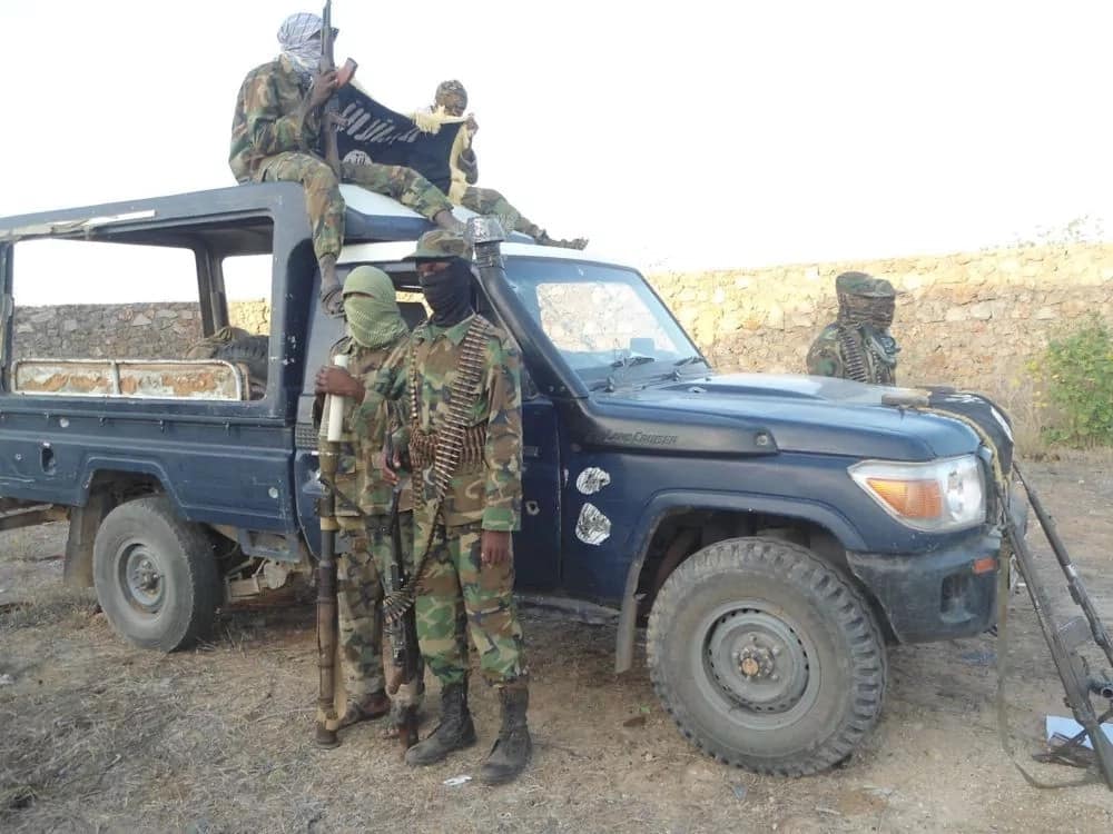 Al-Shabaab terror group poses with captured Kenyan vehicle