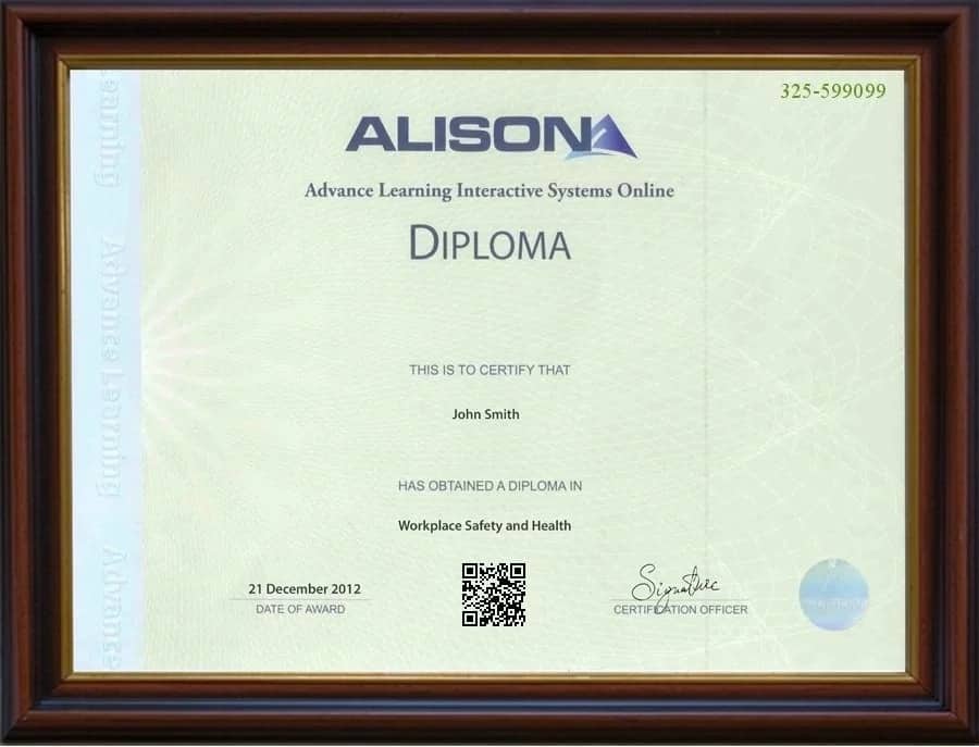 Alison courses online: Certificate