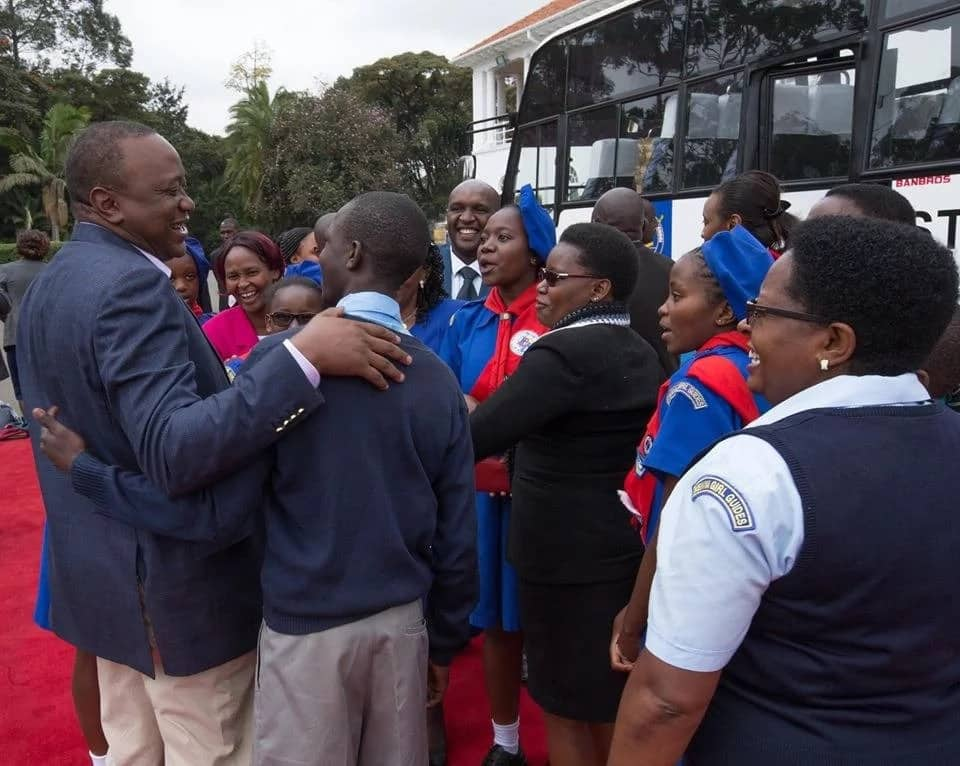 Joy as students receive buses from President Uhuru Kenyatta