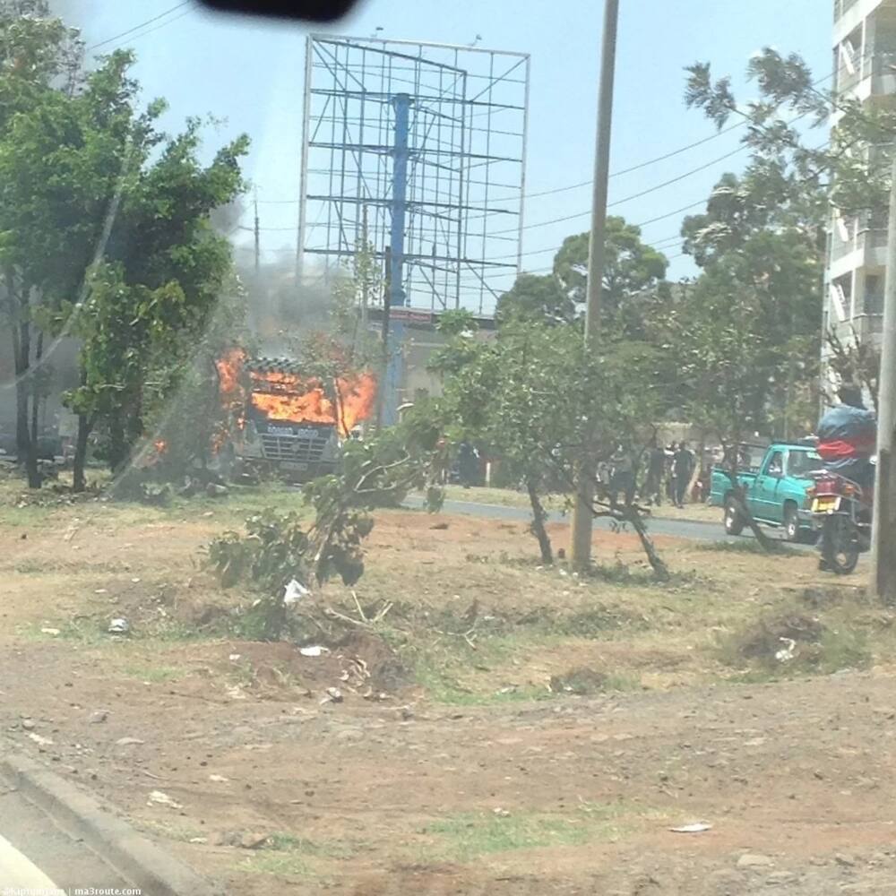 Just in: Rongai matatu burnt beyond recognition along Langata road