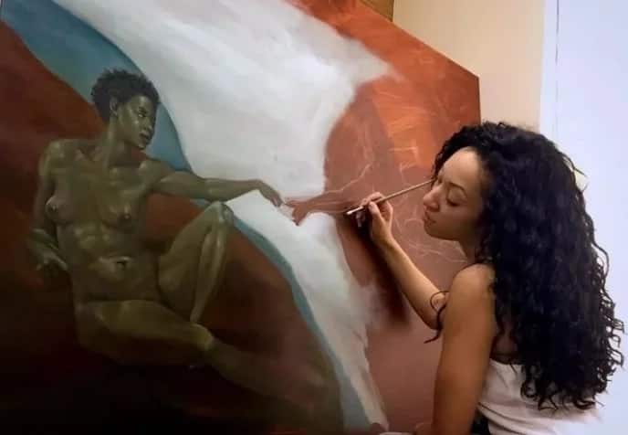 HOLY Moly! This painter changes white men for BLACK women in famous religious painting (photos)