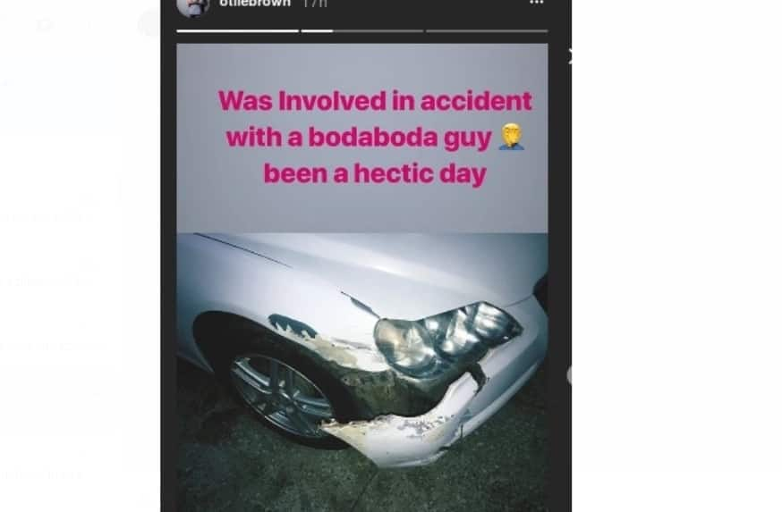 Singer Otile Brown involved in road accident, injures boda-boda rider