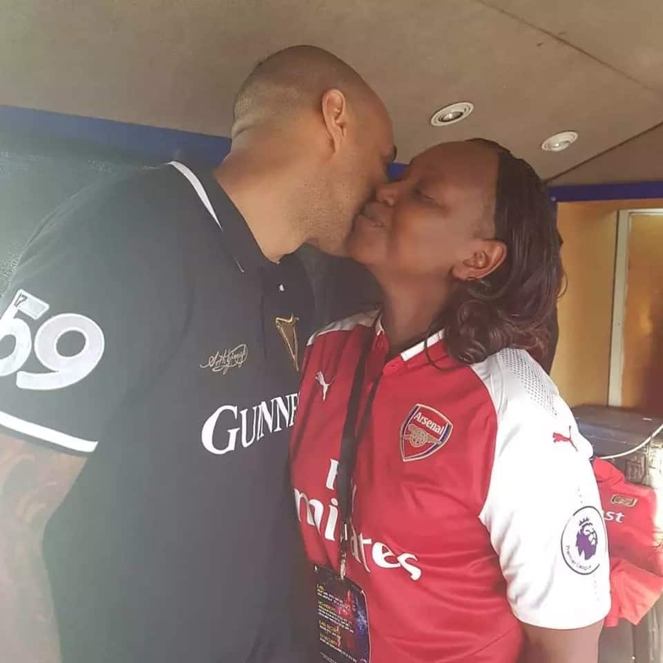 Arsenal die Hard Caroll Radull shares a kiss with legend Thierry Henry and Kenyans are restless