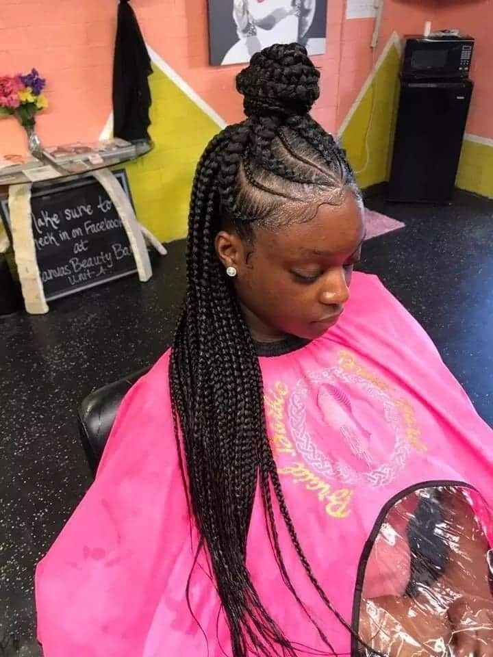 Half cornrows Half box braids - Ghanaian Hairstyles