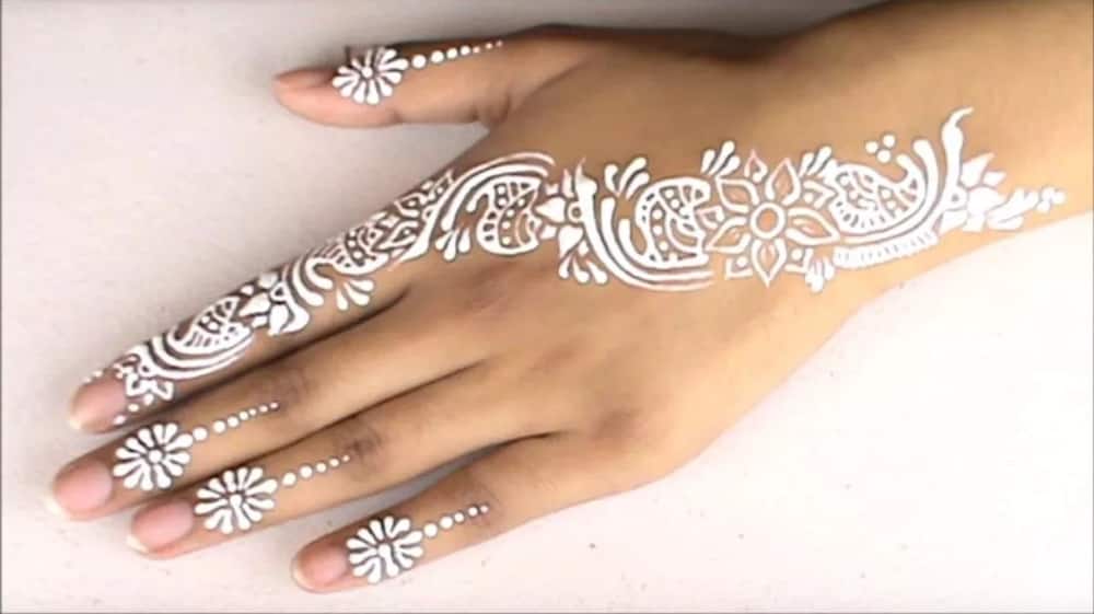 Simple white henna designs for hands
