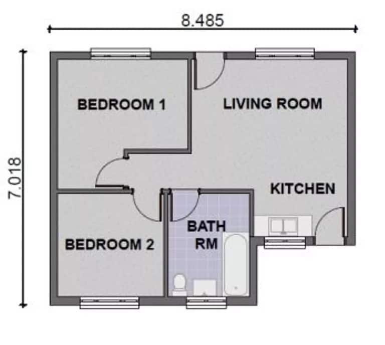 Simple Two Bedroom House Plans In Kenya, 2 Room House Plan Cost