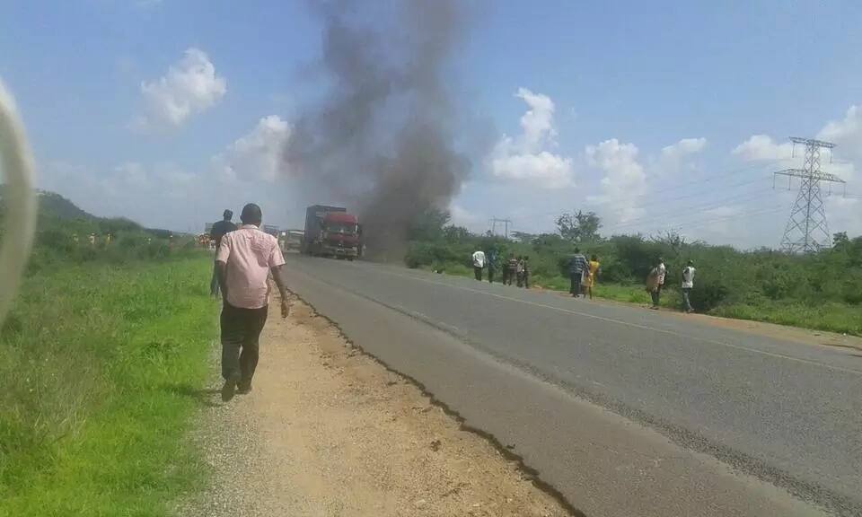 Modern Coast Bus on fire