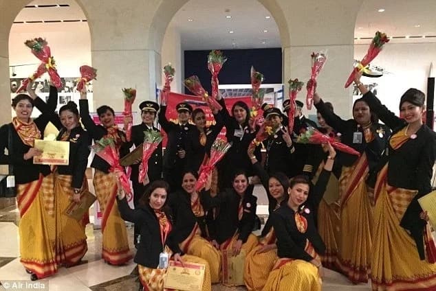 Air India makes history after completing first ever round-the-world flight by ALL-FEMALE crew (photos)