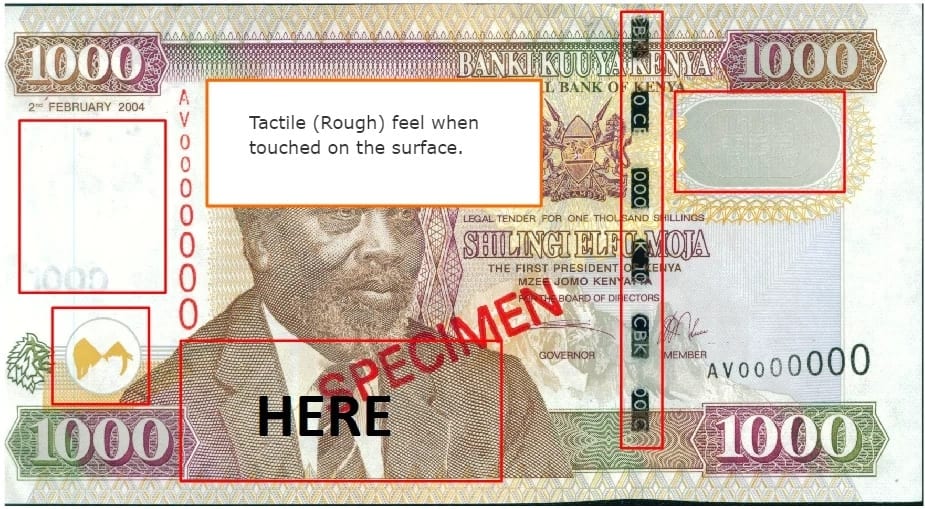 How to identify a fake Kenyan note (illustrations)