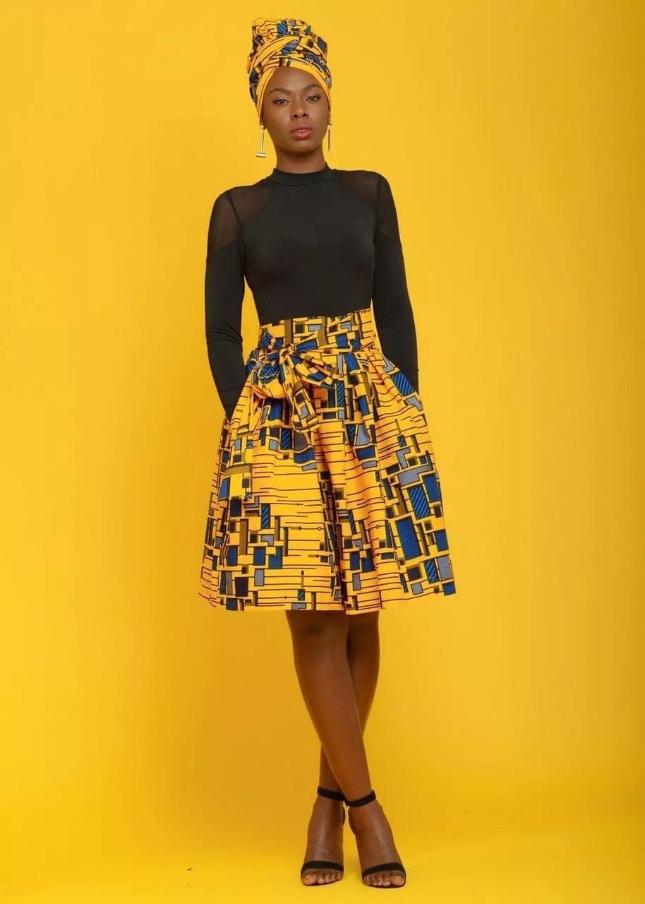 long african print skirt