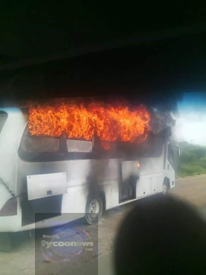 Modern Coast Bus on fire