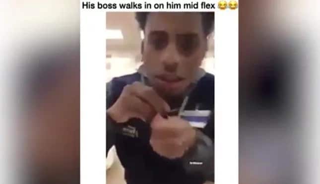 Young man caught weirdly dancing by BOSS mid-working day ...
