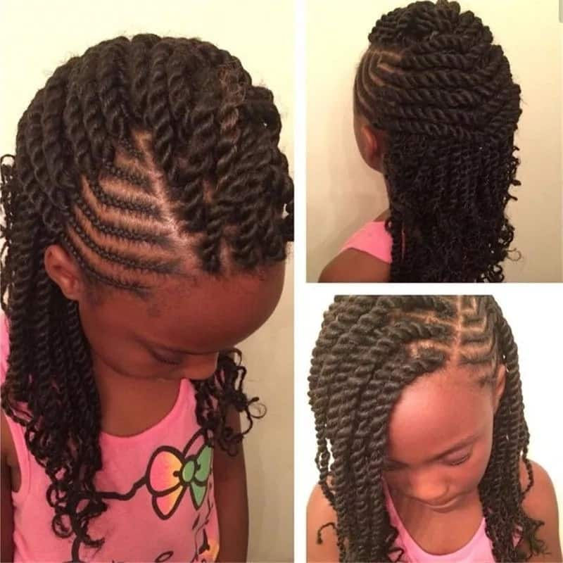 Box braids with lines for kids