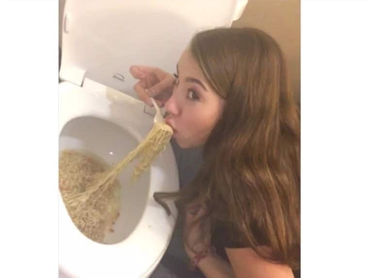 Girl eats noodles from TOILET bowl at 21st birthday party, breaks internet (see photo)