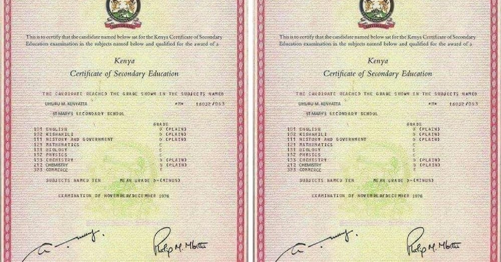 Fake Uhuru Kenyatta KCSE certificate that will surely tickle you