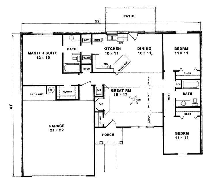 3 bedroom bungalow house floor plans