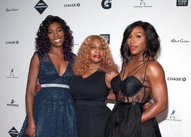 Serena Williams pictured with her mother Oracene (centre) and sister Venus. Photo: FilmMagic