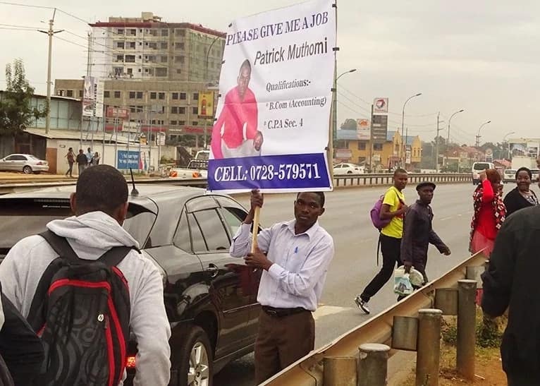 Nairobi man who used placard to get a job quits employment over 20k salary