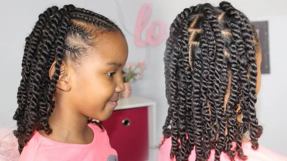 Twisted box braids with lines for kids