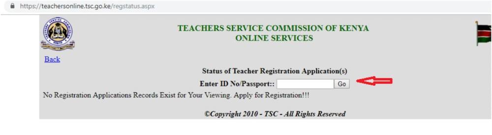 TSC registration status