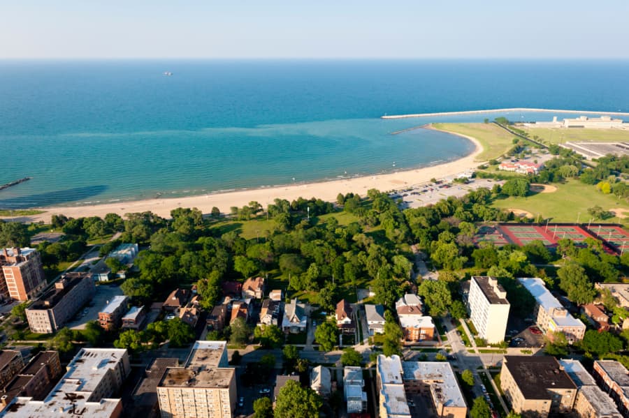 Aerial view of South Shore, Chicago