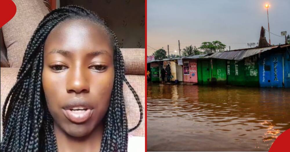 Anne Wangari Kangema, in the first and second frame shows a section of a flooded neighbourhood.
