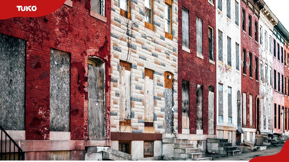 Dilapidated buildings in West Baltimore