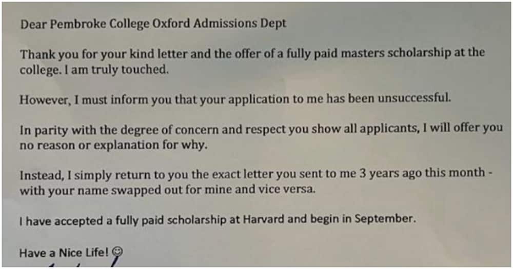 Man Rejects Full Scholarship from Oxford.