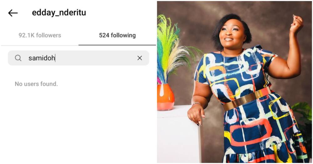 Edday Nderitu unfollows Samidoh on Instagram.