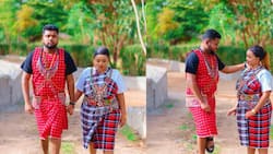 Lucy Natasha, Muhindi Hubby Prophet Carmel Step out In Matching Maasai Outfits, Fans React