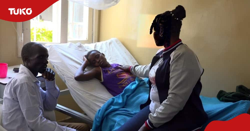 Norman Okoth and his wife Millicent Akinyi at the bedside of their ailing daughter Josephine Atieno.