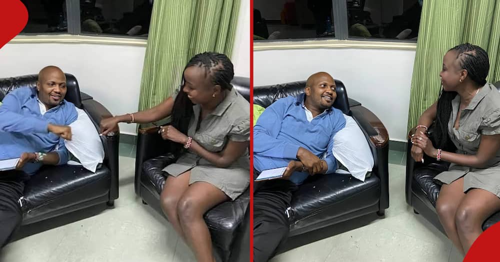 When Jacque Maribe visited Moses Kuria in Karen Hospital.