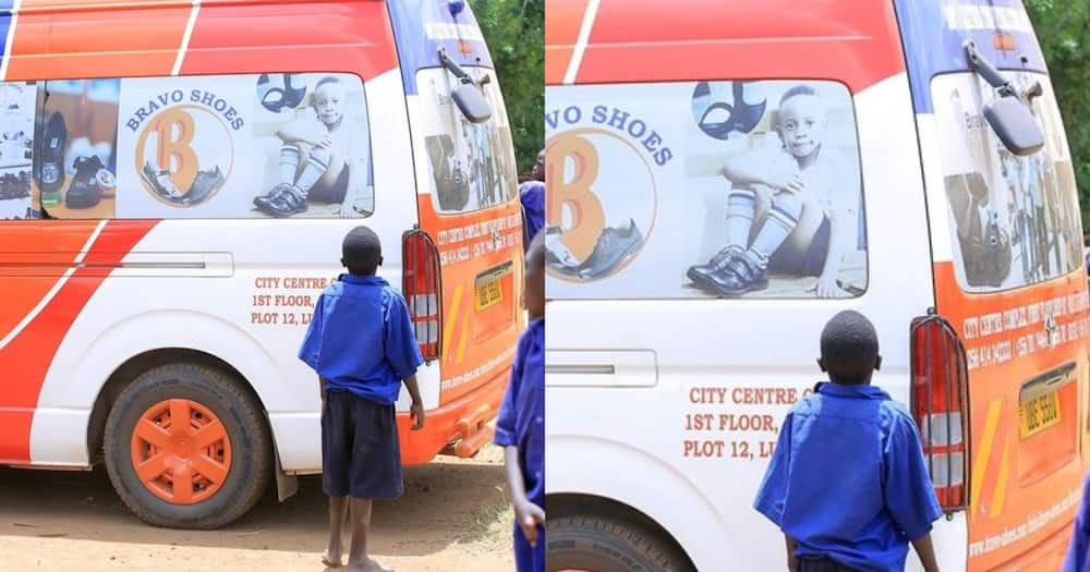 Ugandan company looking for barefooted boy captured in viral photo admiring pupils with shoes