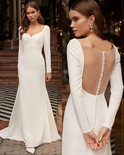 25 stylish crepe material styles for wedding dresses for ladies - Tuko ...