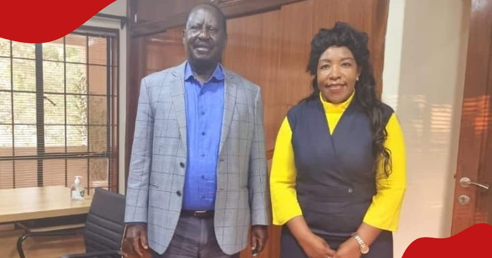 Agnes Kagure and Raila Odinga standing side by side.