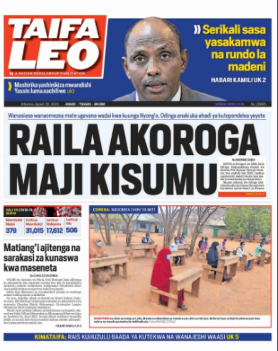 Kenyan newspapers review for August 20: Senate committee pampers Matiang'i with praise in private session