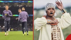 Tottenham Hotspur’s Players Warm Up to Sofiya Nzau’s Song Mwaki Before Football Match