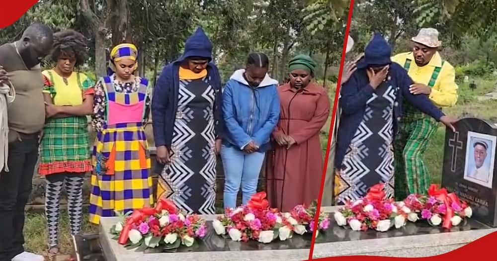 Mama Kayai Amwaga Machozi Wakati Waigizaji wa Vitimbi Wakitembelea Kaburi la Mzee Ojwang Kumuenzi