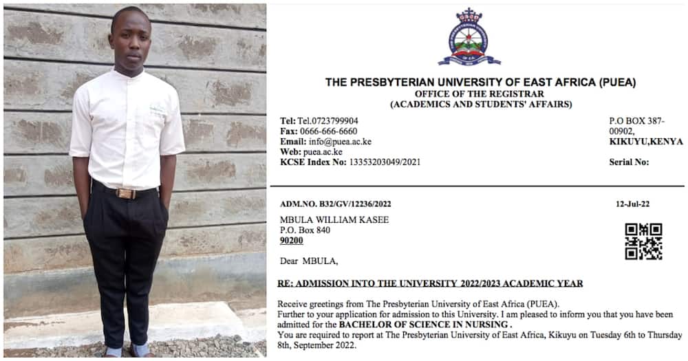 William is supposed to join the Presbyterian University of East Africa in September.