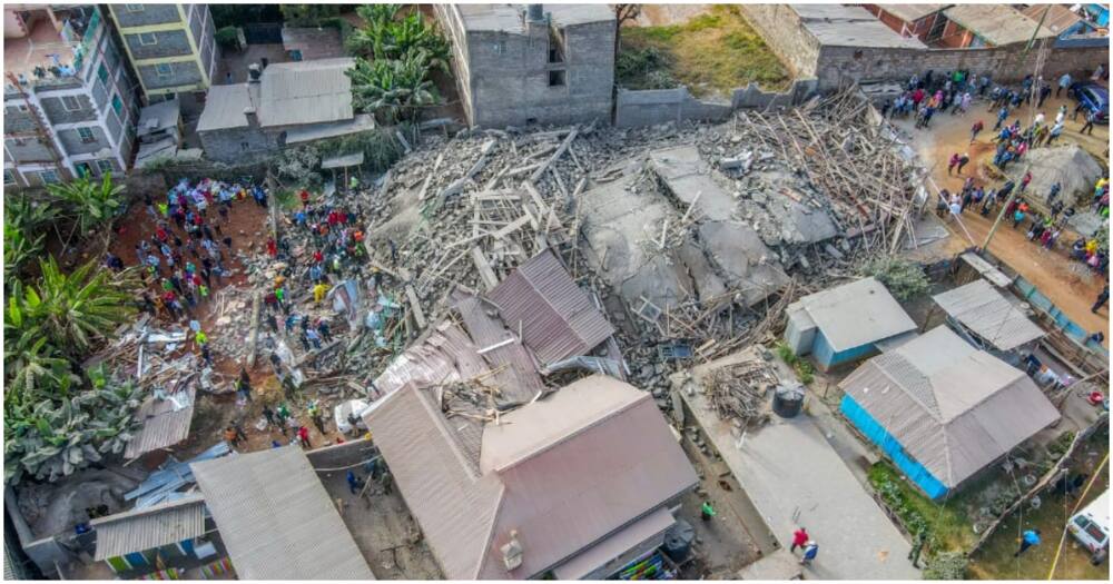 A residential building that collapsed. Photo: Kimani Wamatangi.