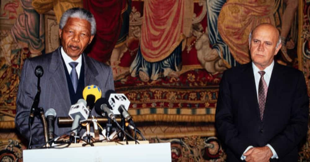 Nelson Mandela and FW de Klerk. Photo: Getty Images.