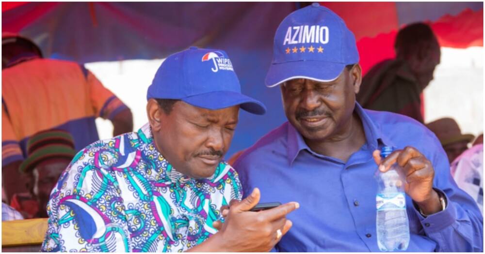 ODM leader Raila Odinga (r) and Wiper boss Kalonzo Musyoka. Photo: Raila Odinga.