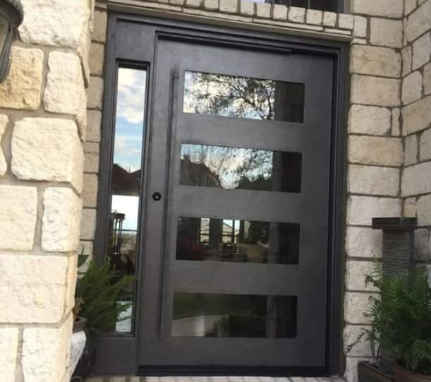 Steel door with traditional panel design