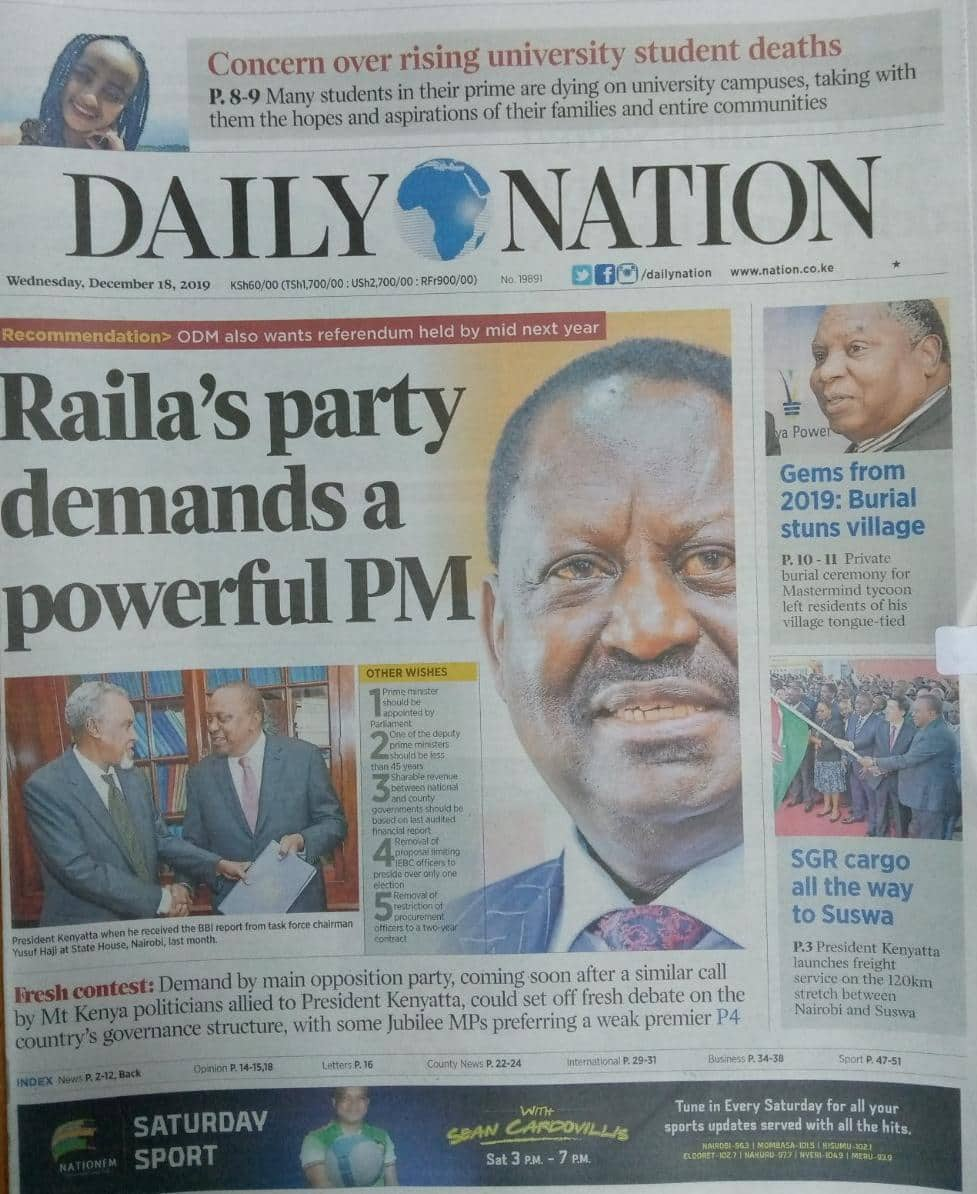 Magazeti ya Kenya Jumatano, Desemba 18