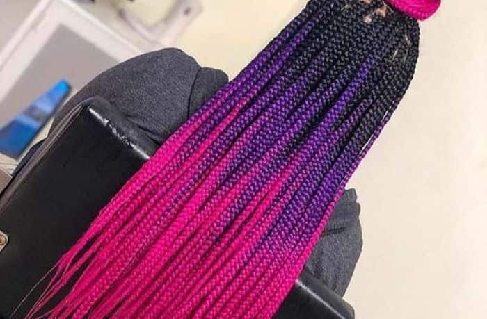 Black, violet, and hot pink braids