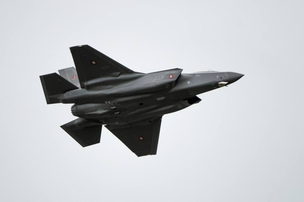 An F-35 fighter jet returns to a Danish air force base on October 1, 2023