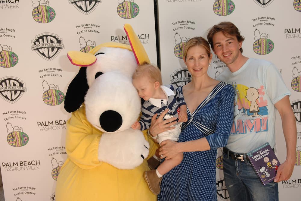 Kelly Rutherford, Daniel Giersch and their son Hermes pose during The Easter Beagle Presents Canine Couture