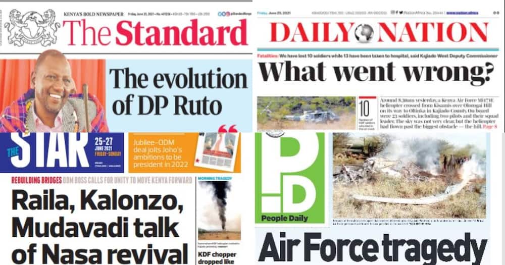 The Kenyan newspaper headlines on Friday, June 25.