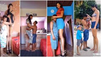 "She's Like a Giant": Reactions Trail Videos of Man and His Ultra Tall Wife, He Reaches Her on Her Waist