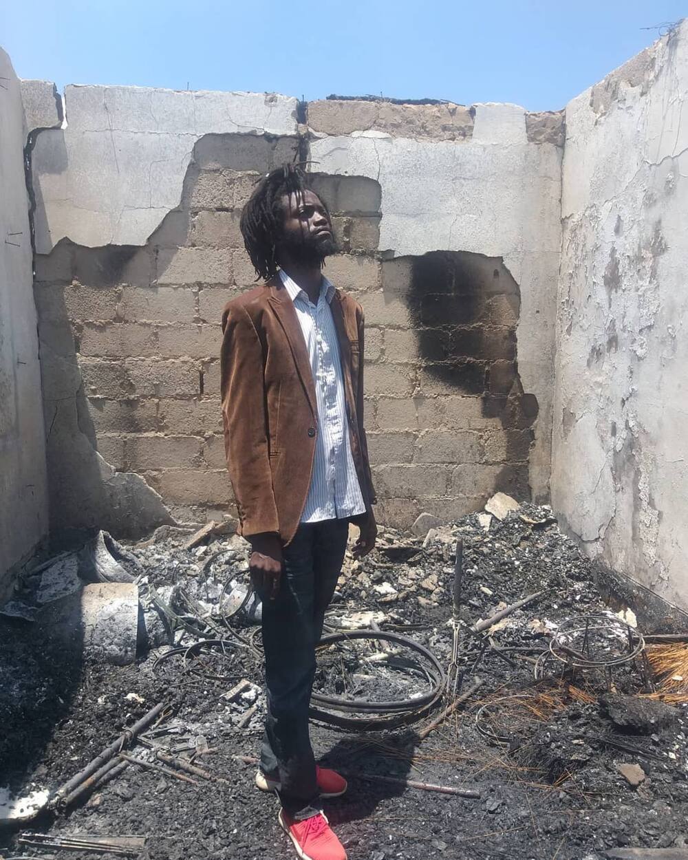 Well-wishers come to the rescue of musician whose studio was burnt unknown people